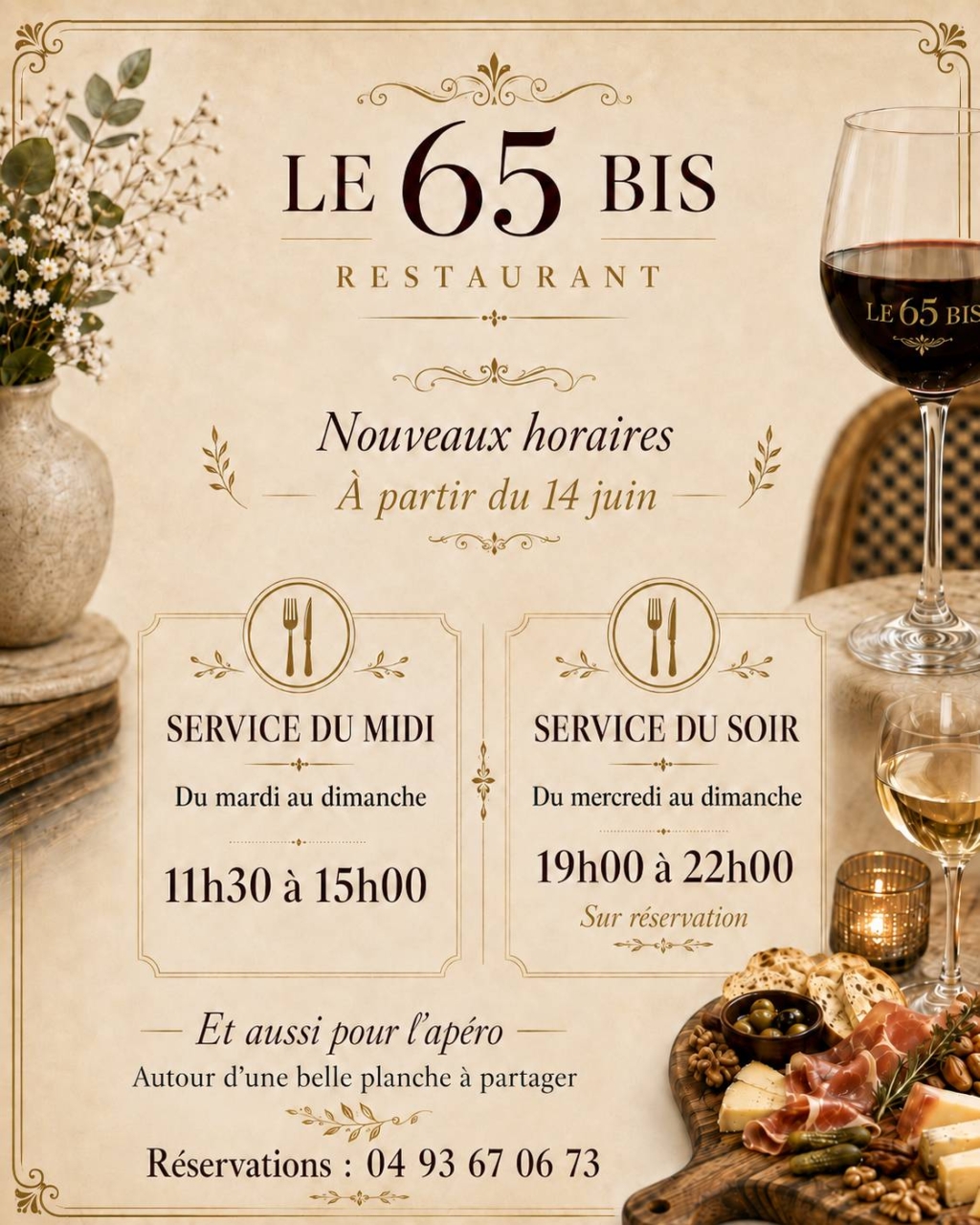 Le 65 Bis - Restaurant Vallauris - top resto VALLAURIS